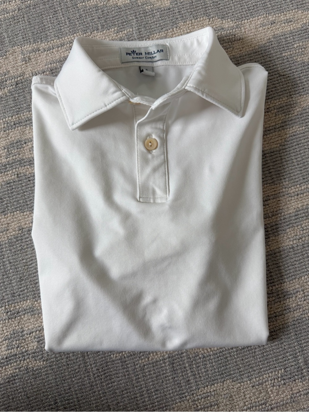Peter Millar Boy's White Stretch Polo with Classic Collar - Size S